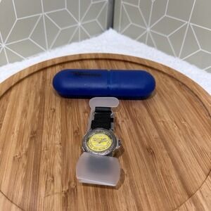 Brand New‎ Europa Watch Silver Tone Case With Black Band TS